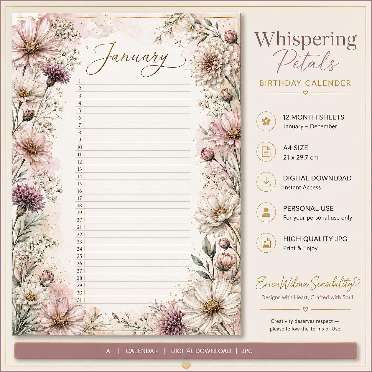(image for) EW AI Whispering Petals - Birthday Calendar 2026